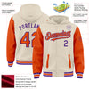 Custom Cream Orange Purple-White Bomber Full-Snap Varsity Letterman Two Tone Hoodie Jacket