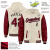 Custom Cream Crimson Black-City Cream Bomber Full-Snap Varsity Letterman Two Tone Hoodie Jacket