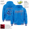 Custom Powder Blue Royal-White Bomber Full-Snap Varsity Letterman Hoodie Jacket