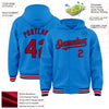 Custom Powder Blue Red-Royal Bomber Full-Snap Varsity Letterman Hoodie Jacket