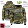 Custom Camo Black-White Bomber Full-Snap Varsity Letterman Salute To Service Hoodie Jacket