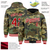 Custom Camo Red-White Bomber Full-Snap Varsity Letterman Salute To Service Hoodie Jacket