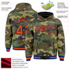 Custom Camo Orange-Royal Bomber Full-Snap Varsity Letterman Salute To Service Hoodie Jacket