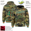 Custom Camo Kelly Green-Orange Bomber Full-Snap Varsity Letterman Salute To Service Hoodie Jacket