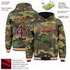 Custom Camo Purple-Gold Bomber Full-Snap Varsity Letterman Salute To Service Hoodie Jacket