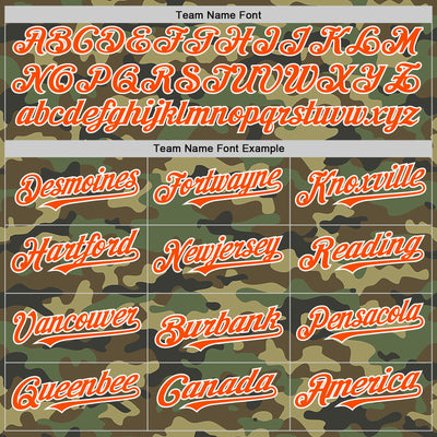 Custom Camo Orange-White Bomber Full-Snap Varsity Letterman Salute To Service Hoodie Jacket