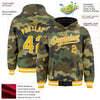 Custom Camo Gold-White Bomber Full-Snap Varsity Letterman Salute To Service Hoodie Jacket