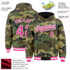 Custom Camo Pink-White Bomber Full-Snap Varsity Letterman Salute To Service Hoodie Jacket