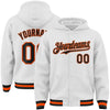 Custom White Black-Orange Bomber Full-Snap Varsity Letterman Hoodie Jacket