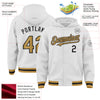 Custom White Old Gold-Black Bomber Full-Snap Varsity Letterman Hoodie Jacket