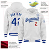 Custom White Royal-Red Bomber Full-Snap Varsity Letterman Hoodie Jacket