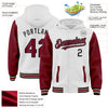 Custom White Crimson Black-City Cream Bomber Full-Snap Varsity Letterman Two Tone Hoodie Jacket