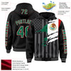 Custom Black Kelly Green Red-Gray Mexico Mexican Flag 3D Bomber Full-Snap Varsity Letterman Hoodie Jacket