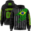 Custom Black Grass Green Light Yellow-Gray Brasil Brazilian Flag 3D Bomber Full-Snap Varsity Letterman Hoodie Jacket