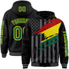 Custom Black Kelly Green Light Yellow-Gray Bolivia Bolivian Flag 3D Bomber Full-Snap Varsity Letterman Hoodie Jacket