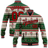 Custom Green Red-Black Christmas 3D Bomber Full-Snap Varsity Letterman Jacket