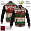 Custom Green Red-Black Christmas 3D Bomber Full-Snap Varsity Letterman Jacket