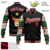 Custom Black Red-White Christmas 3D Bomber Full-Snap Varsity Letterman Jacket