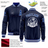 Custom Navy Royal-White Bomber Varsity Letterman Zipper Jacket