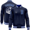 Custom Navy Royal-White Bomber Varsity Letterman Zipper Jacket