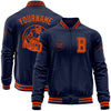 Custom Navy Orange Bomber Varsity Letterman Zipper Jacket