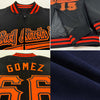 Custom Navy Orange-White Bomber Varsity Letterman Zipper Jacket