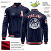 Custom Navy White-Red Bomber Varsity Letterman Zipper Jacket