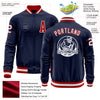 Custom Navy White-Red Bomber Varsity Letterman Zipper Jacket