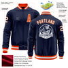 Custom Navy White-Orange Bomber Varsity Letterman Zipper Jacket