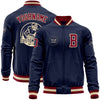 Custom Navy Maroon-Cream Bomber Varsity Letterman Zipper Jacket