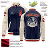 Custom Navy Red-Cream Bomber Varsity Letterman Two Tone Zipper Jacket