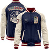 Custom Navy Vintage USA Flag Cream-Maroon Bomber Varsity Letterman Two Tone Zipper Jacket