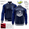 Custom Navy Royal-White Bomber Varsity Letterman Two Tone Zipper Jacket