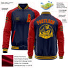 Custom Navy Red-Gold Bomber Varsity Letterman Two Tone Zipper Jacket