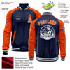 Custom Navy Orange-White Bomber Varsity Letterman Two Tone Zipper Jacket