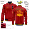 Custom Red Navy-Gold Bomber Varsity Letterman Zipper Jacket