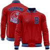 Custom Red Navy-Light Blue Bomber Varsity Letterman Zipper Jacket