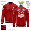 Custom Red White-Navy Bomber Varsity Letterman Zipper Jacket