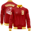 Custom Red White-Gold Bomber Varsity Letterman Zipper Jacket