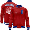 Custom Red White-Royal Bomber Varsity Letterman Zipper Jacket