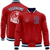 Custom Red White-Navy Bomber Varsity Letterman Zipper Jacket