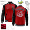 Custom Red Black-Gray Bomber Varsity Letterman Two Tone Zipper Jacket