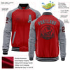 Custom Red Gray-Black Bomber Varsity Letterman Two Tone Zipper Jacket