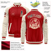 Custom Red Vintage USA Flag-Cream Bomber Varsity Letterman Two Tone Zipper Jacket