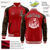 Custom Red Brown-White Bomber Varsity Letterman Two Tone Zipper Jacket