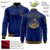 Custom Royal Black-Old Gold Bomber Varsity Letterman Zipper Jacket