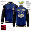 Custom Royal Vintage USA Flag Cream-Black Bomber Varsity Letterman Two Tone Zipper Jacket