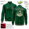 Custom Kelly Green Black-Cream Bomber Varsity Letterman Zipper Jacket