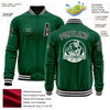 Custom Kelly Green Black-White Bomber Varsity Letterman Zipper Jacket