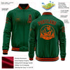 Custom Kelly Green Black-Orange Bomber Varsity Letterman Zipper Jacket